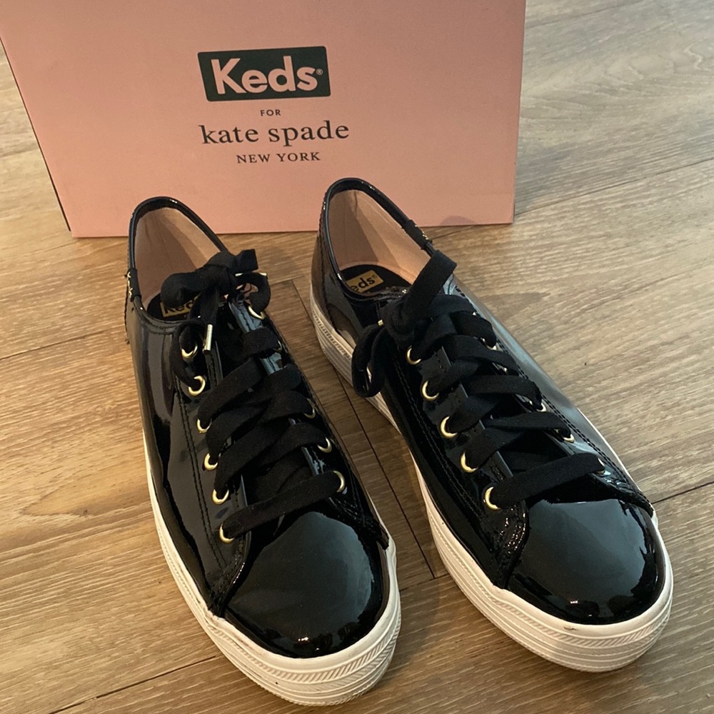 Black patent Keds - by Kate Spade
